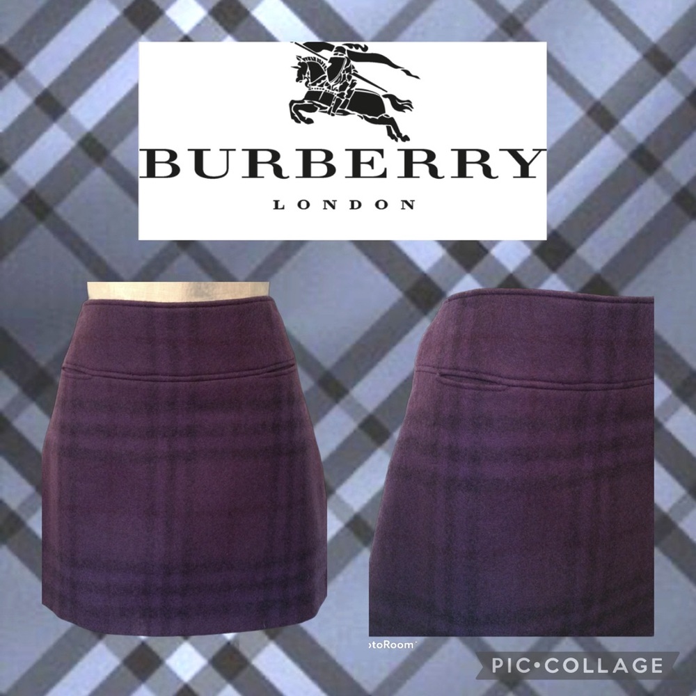 Burberry London Purple Classic Plaid Mini Skirt